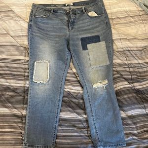 Sonoma Patchwork Ripped Girlfriend Jeans